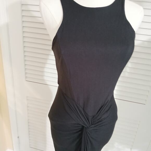 Vintage black stretch rayon sleeveless maxi dress with tulip skirt size medium - Picture 11 of 15